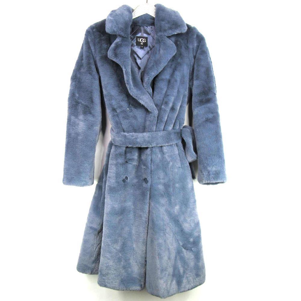UGG Women's Blue Faux Fur Pea Coat